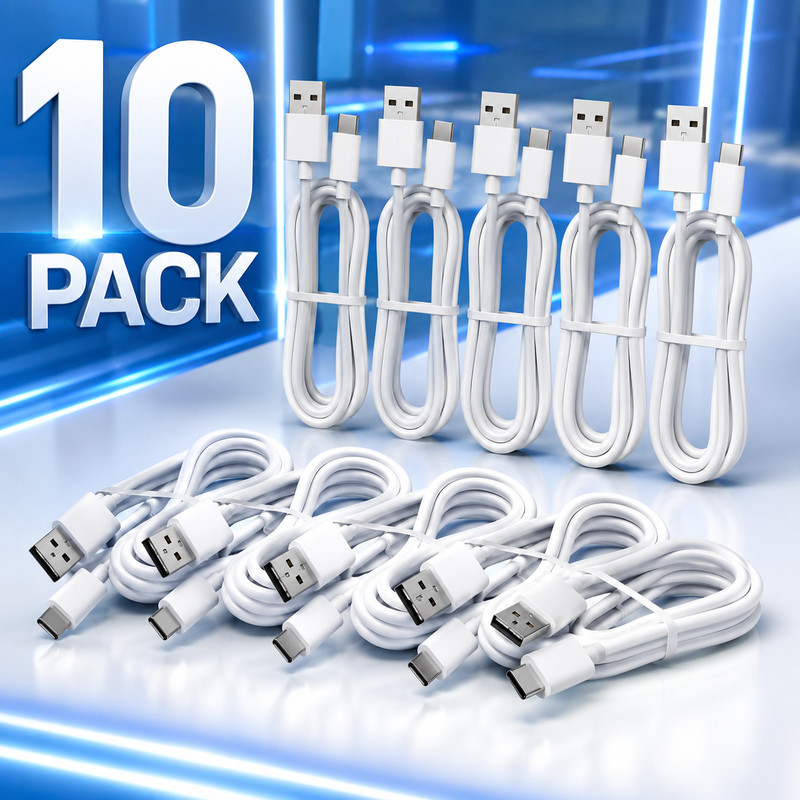 10 Pack 3ft Fast Charging Cable Quick Charger Charge Power Sync Cord Bulk White