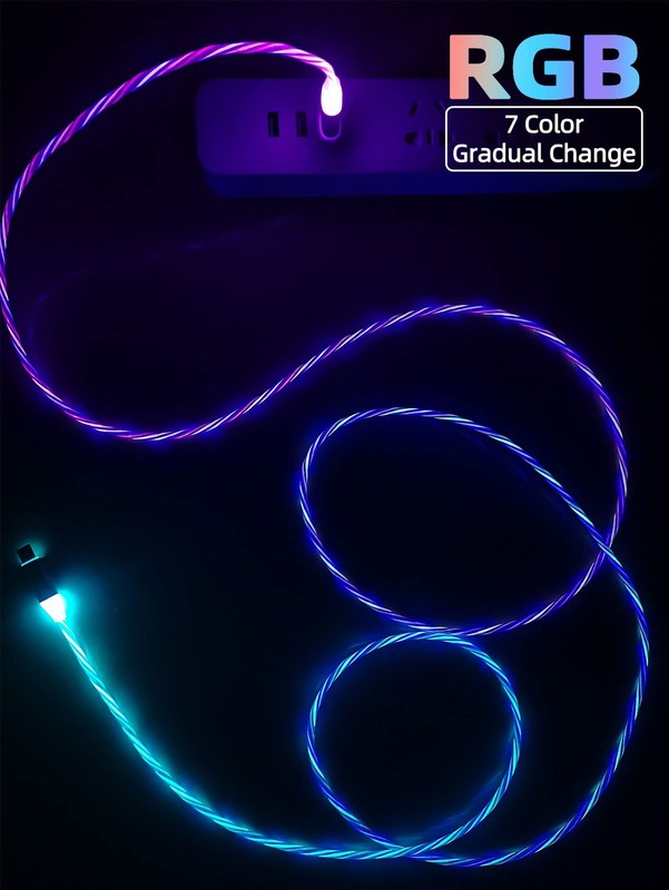 6.6ft/2m USB Cable 3A Light Up Charging Cord 7 Colors RGB Gradual Changing Sh... gallery