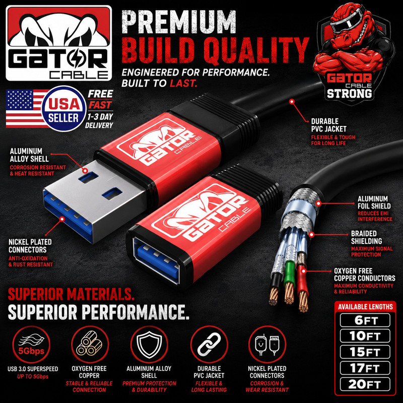 USB 3.0 Super Speed Extension Cable Male A to Female A Charger Powered Data Sync gallery