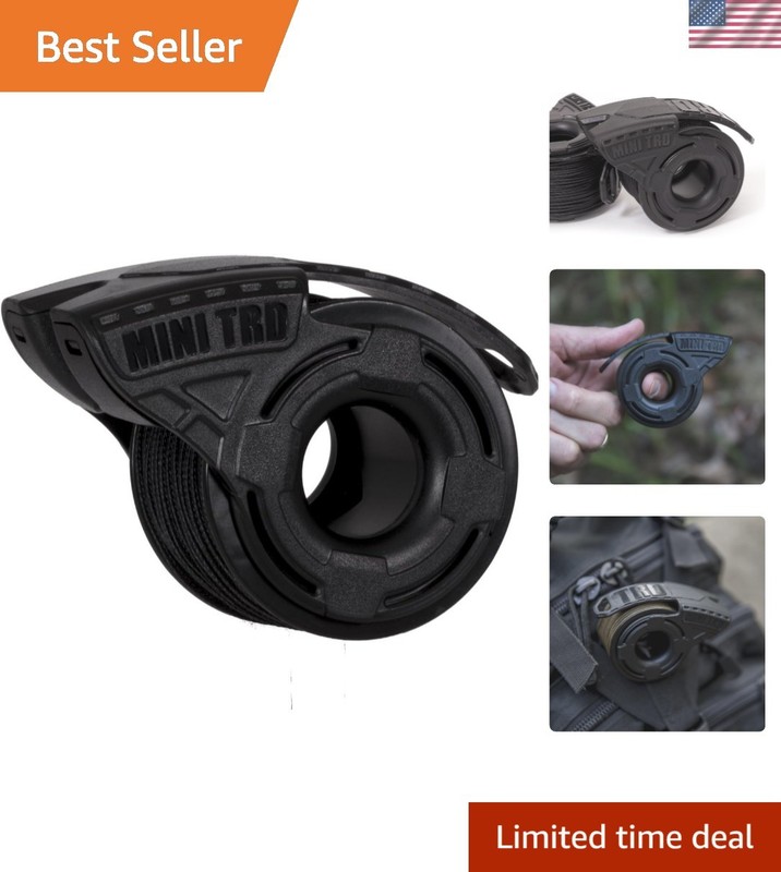 Durable 125ft Micro Cord Dispenser – Fast Reload & Impact Resistant, Black Color