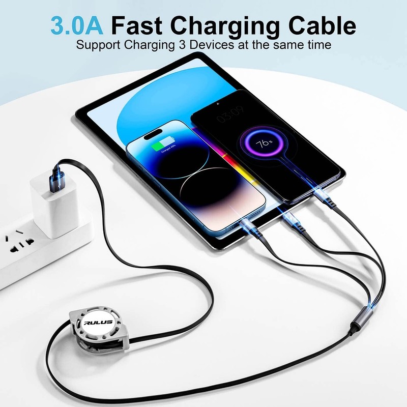 Retractable Multi Charging Cable 2Pack 4Ft 3 in 1 Multi USB Cable Fast Charger gallery