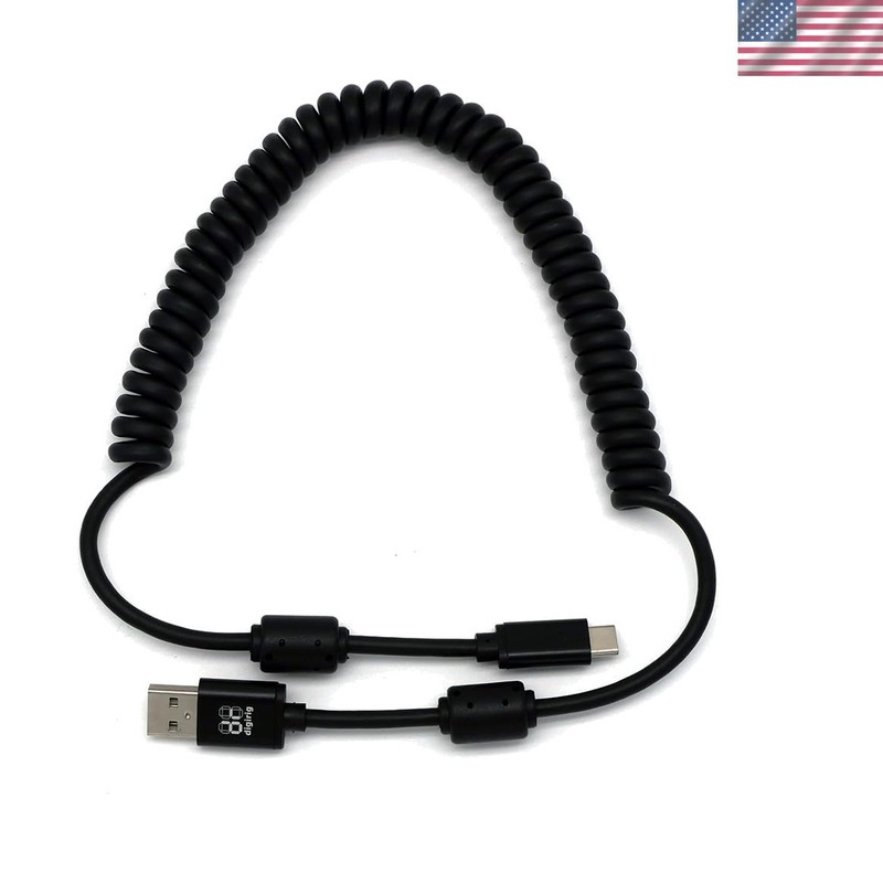 Versatile Coiled USB-A to USB-C Cable, 3 Feet – RFI Resistance for High Fidelity