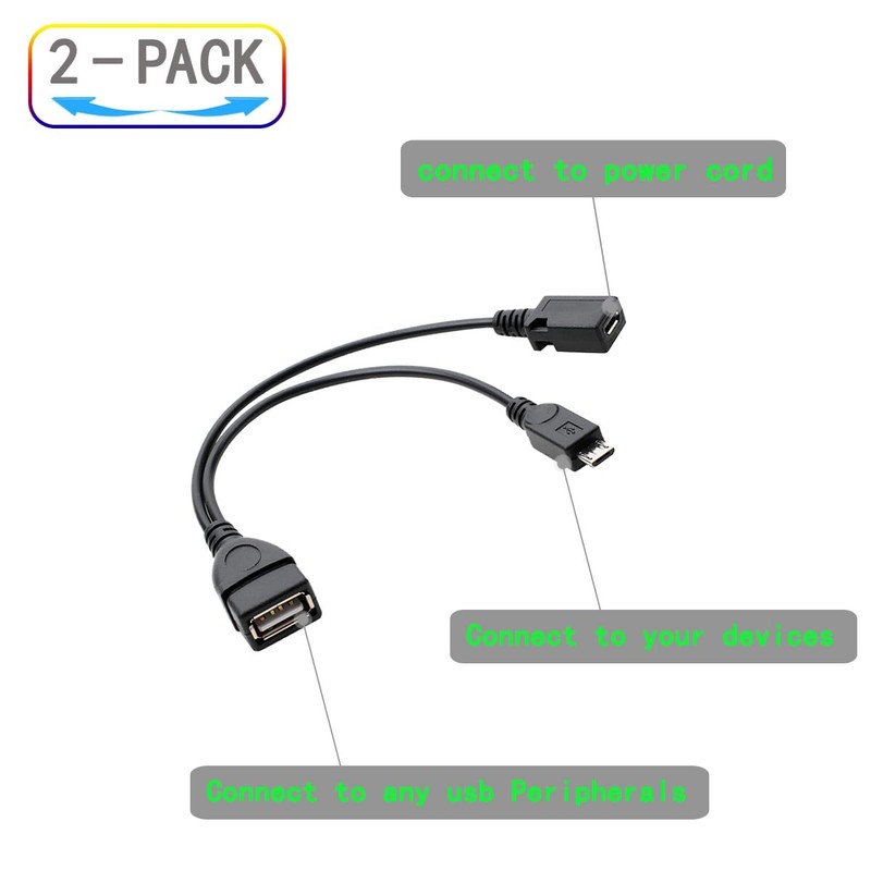 2-in-1 Micro USB to USB Adapter OTG Cable + Power Cable gallery
