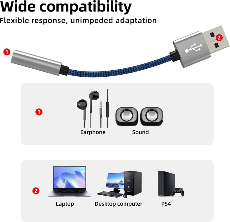 New USB Type A To 3.5mm AUX Female Audio Headphone Jack Cable Adapter Lot gallery