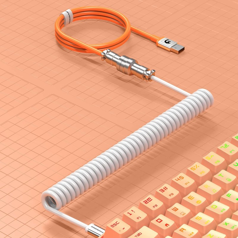 2.0M USBType C Dual Sleeve Stable Connection Gaming Keyboard Cable Detach gallery