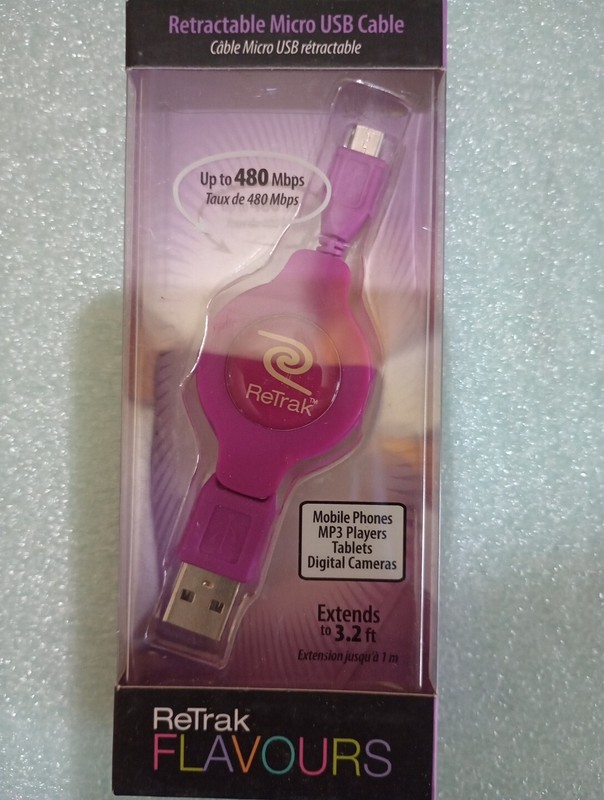 Retrak Flavours Purple Retractable Micro USB Cable New. gallery