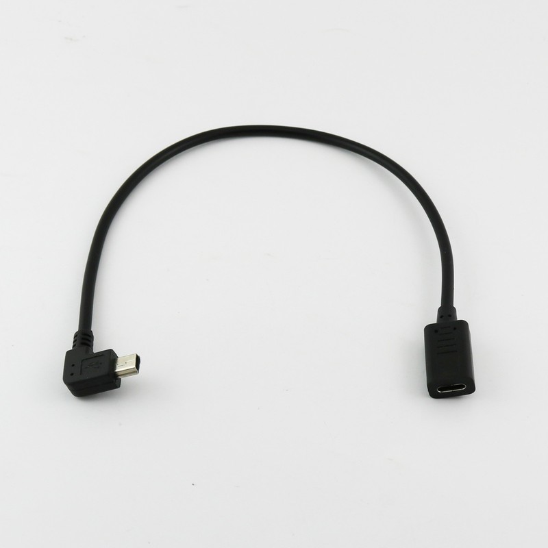 Mini USB 5 Pin Male Right Angle to USB-C 3.1 Type C Female Charging Data Cable gallery
