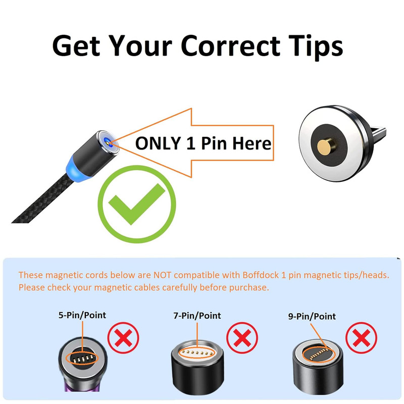 1-Pin I-Products Magnetic Charging Cable Tips,12Pcs Magnetic Tips Connector for gallery
