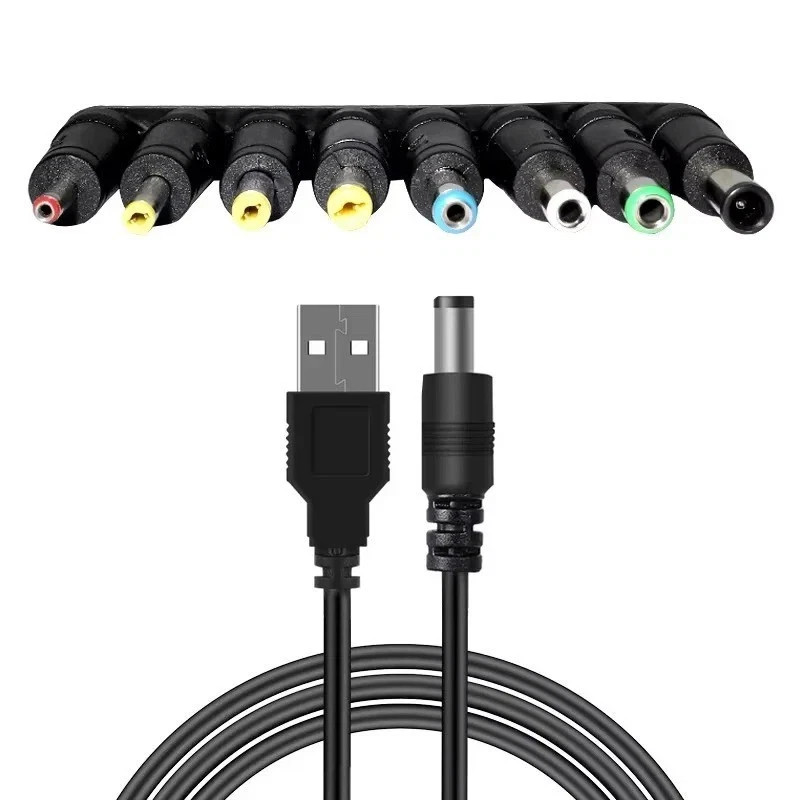 USB 5V to DC Jack 12V Charging Cable Power Cord 5.5*2.1mm with 8 Sizes Connector gallery