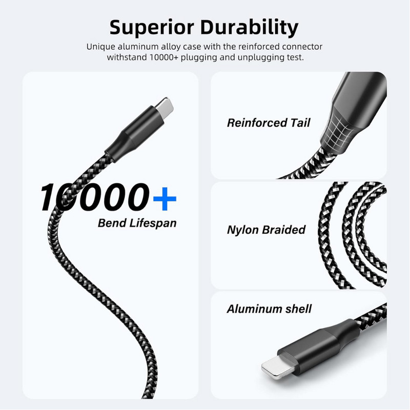 3X Heavy Duty Fast Charger USB Cable For iPhone 14 13 12 11 X XR 8 Charging Cord gallery