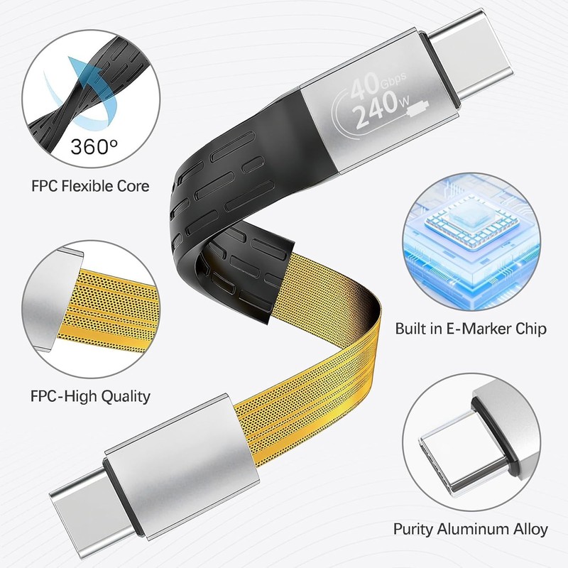 Short USB C Cable - 5.9 inch 240W PD Fast Charging 40Gbps Data Transfer Short... gallery