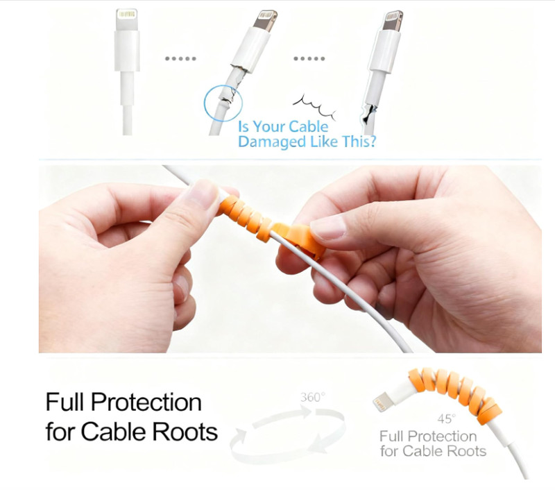 24-Pack Silicone Charging Cable Protector Set – Spiral Cord Saver for USB Phon gallery