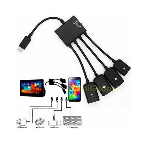 4 Port Micro USB Power Charging OTG Hub Cable