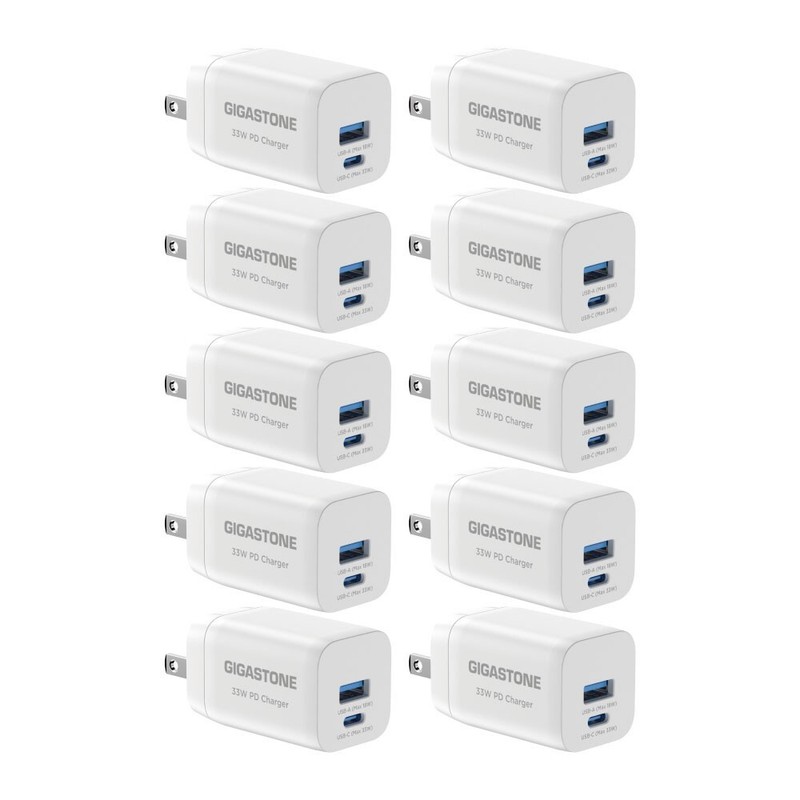Gigastone 30W USB C Charger Power Go Dual Ports PPS 33W Power Adapter – 10 Pack