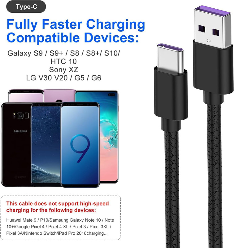 [3Pack 10Ft] Compatible with Samsung Galaxy S9 S10 S8 plus Charger Cord(3A Fast gallery