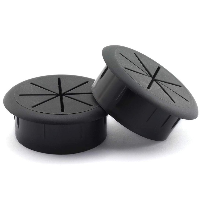 HJ Garden 2pcs 2-3/8 inch Flexible Desk Cord Grommets Wire Organizer Black