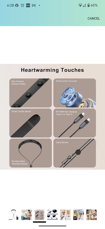 100W Fast Charging Neck Massager Cable | 3-Modes Silicone Vibration with USB... gallery