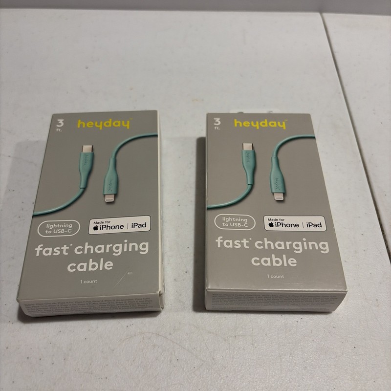 X2 Heyday 3' Lightening To USB-C Cable - Teal, Made For iPhone iPad