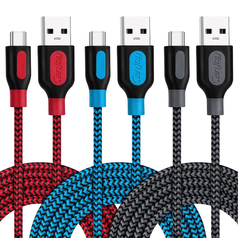 USB Type C Cable, 3 Pack 10ft Braided Type C Charger Fast Charging Cord Compa…