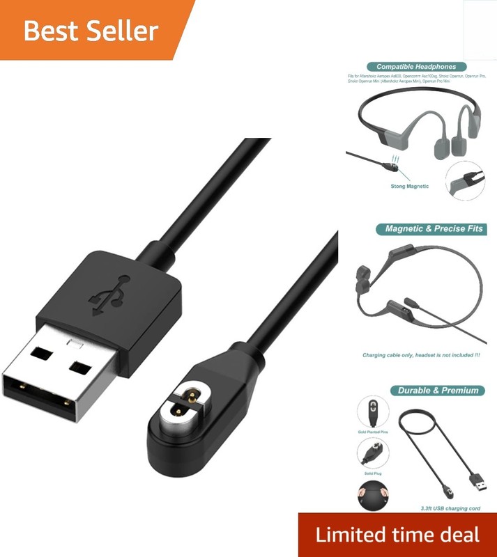 Fast Charging Magnetic USB Cable for Shokz Headphones – 1m Length Black