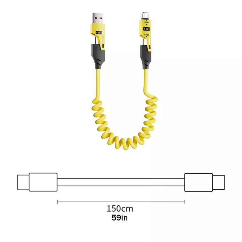 4-in-1 Spring Extension Telescopic Charging Data Cable Cord For All Cell Phone gallery