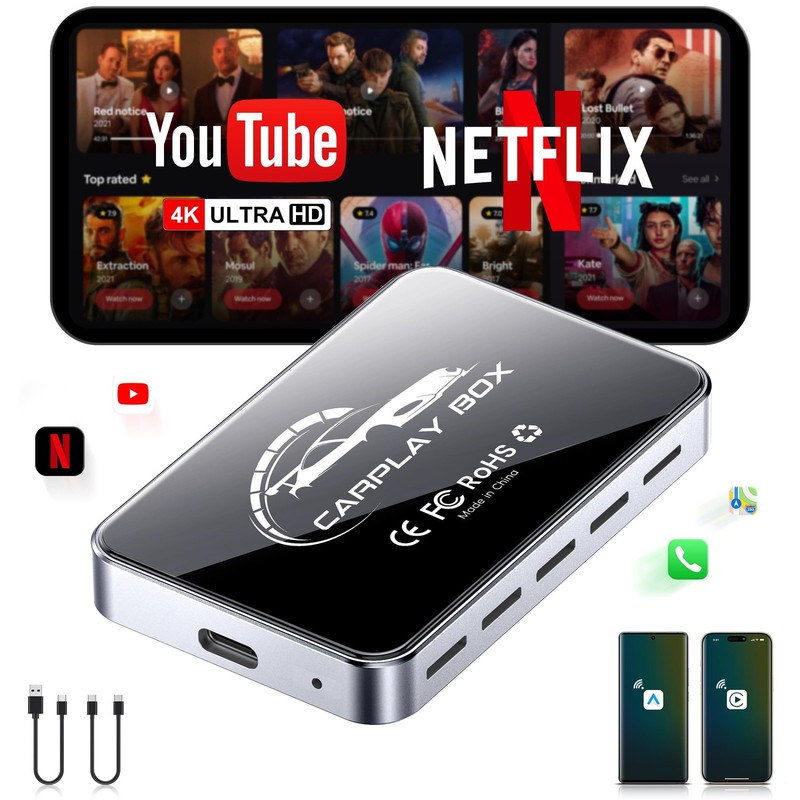 FAIMEE AI Box Wireless CarPlay & Auto Adapter – Plug & Play, Dual-Band WiFi