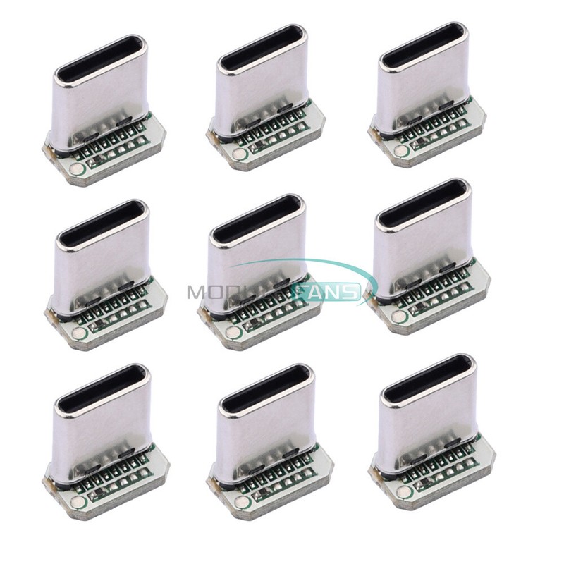 10PCS USB-C Male Head 5V 16 pin USB Type-C Connector Port Vertical Jack Board