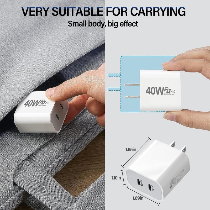 Fast Charger Kit For iPhone 15/16 PD 40W Dual Ports Adapter Quick Charging Cord gallery