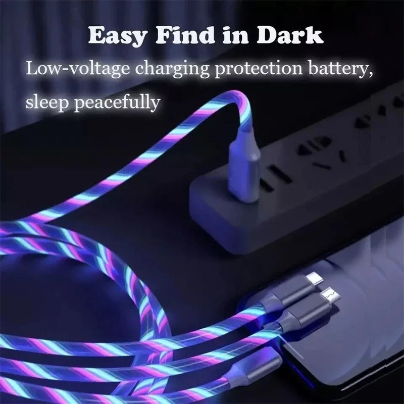LED 3 in 1 Fast Charging Cable USB Type C Charger Cord for iPhone Samsung gallery
