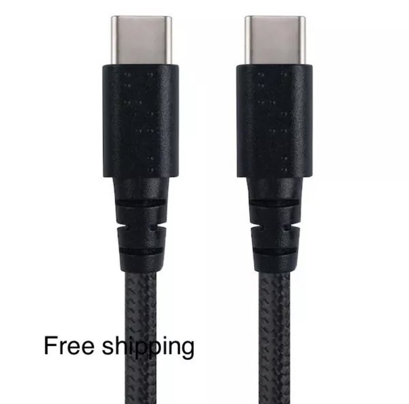 Tech & Go 6 ft. Black Braided USB Patch Cable for USB-C to USB-C