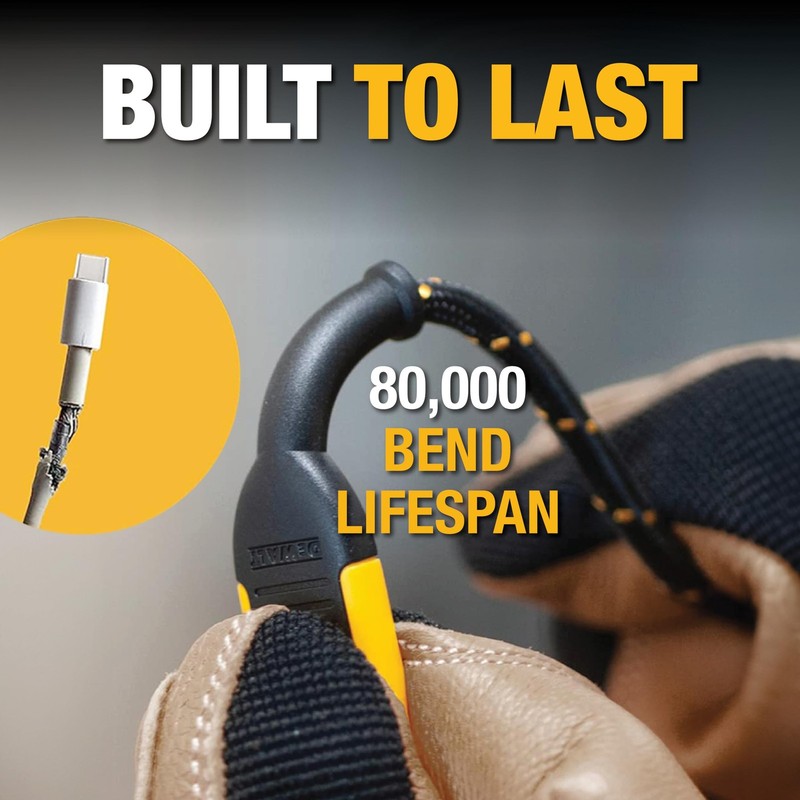 DEWALT Heavy Duty USB to USB C Cable, Jobsite Type C Cable, High Speed USBA to gallery