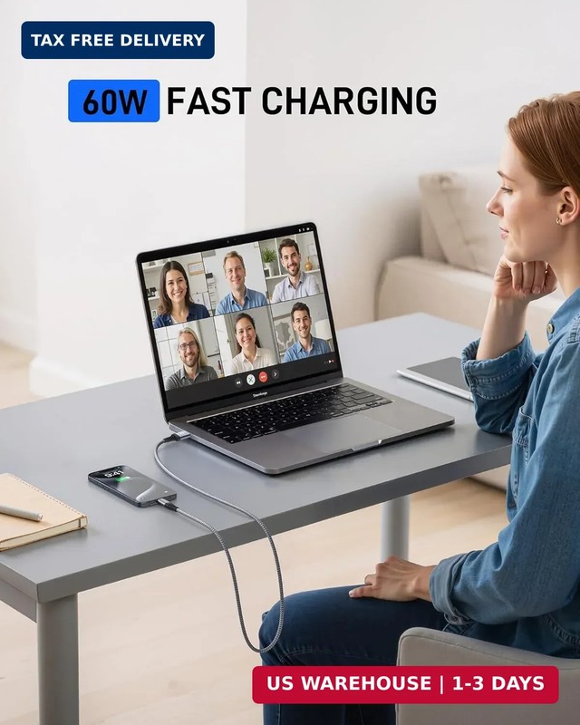 USB to USB C Cable 60W Fast Charging [2 Pack 6FT], USB A to USB C Cable for CarP gallery