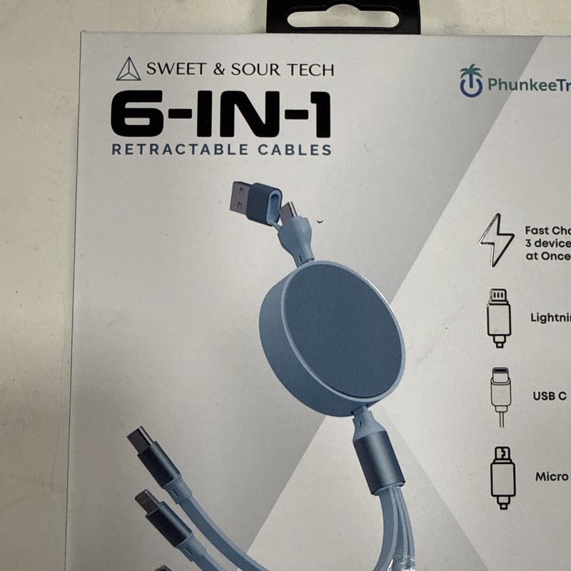 NEW Phunkee Tree 6-In-1 Retractable Cable SWEET SOUR TECH W/ FAST CHARGE ADAPTER gallery