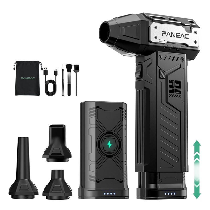 Electric Air Duster - 2 x Battey Pack Swappable, 150,000 RPM Compressed Air B...