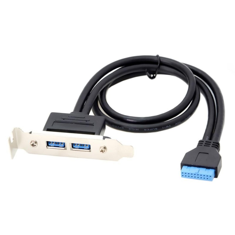 Usb 3.0 Front Panel Header 19/20pin 1 Male To 2 Usb 3.0 Female Chassis Back Pane