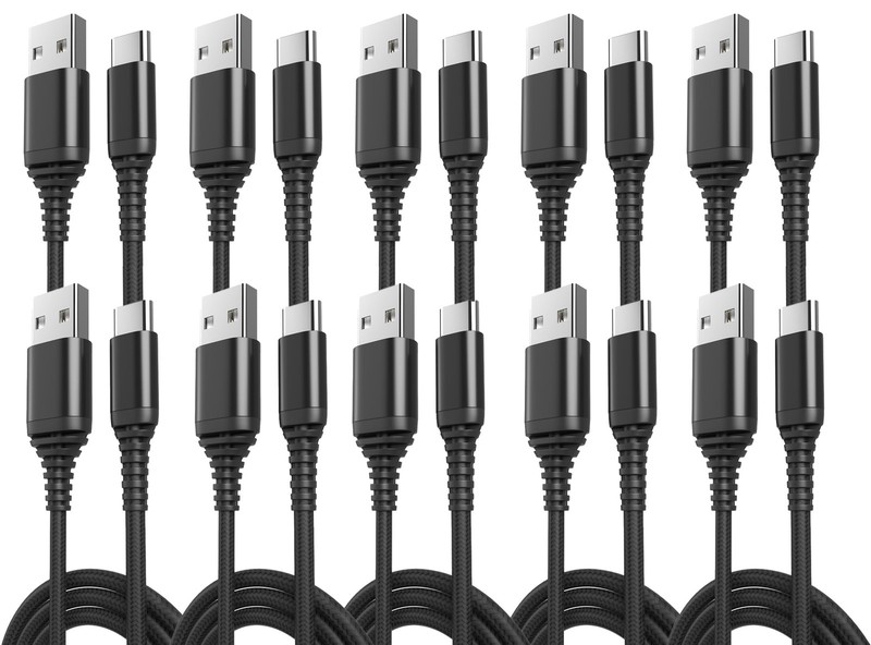 10-Pack USB -Cables [3.3 ft / 1 m | 3A Fast Charge | Braided] – USB-A to USB-…