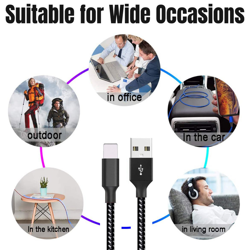 3/6Pack Fast Charger Cable Heavy Duty For iPhone 13 12 11 X XR 8 7 Charging Cord gallery