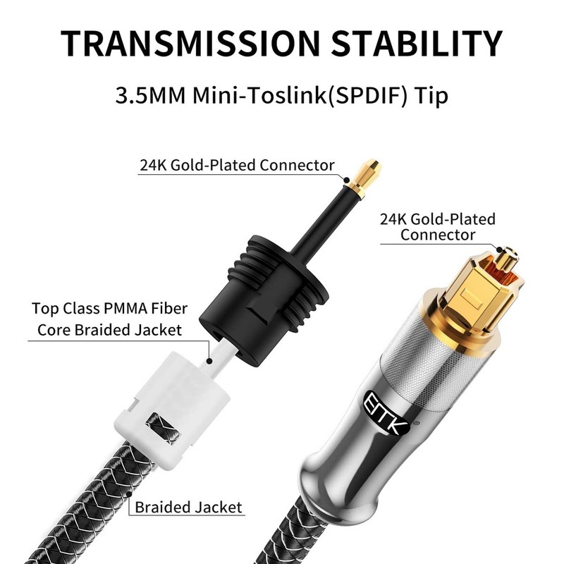 EMK 24K Gold-Plated Toslink to Mini Toslink Cable (3ft/1M) - Digital Optical ... gallery