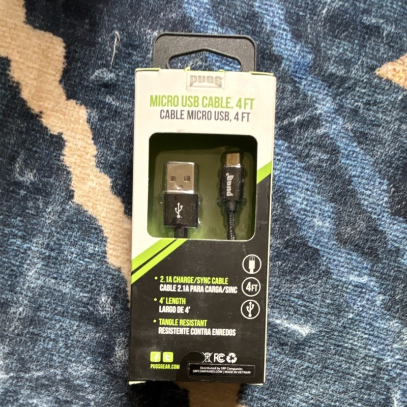 Pugs 4ft Tangle Resistant Micro-USB Charging Cable Black Universal Model 697