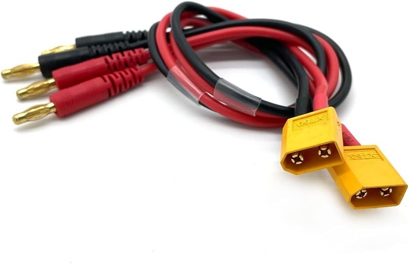 High-Performance XT60 to 4mm Banana Plug Charge Cables - Pack of 2, Tangle-Free gallery