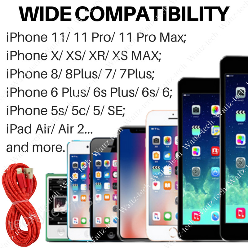 3/6X USB Fast Charging Data Cable 10Ft Lot For iPhone 14 13 12 11 8 Charger Cord gallery