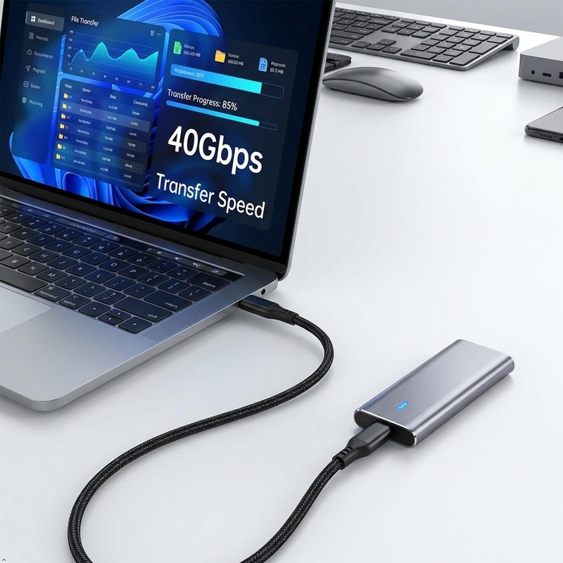 Compatible with Thunderbolt4/5 USB4 Cable, 2.62FT USB C to USB C Cable, 240W ... gallery