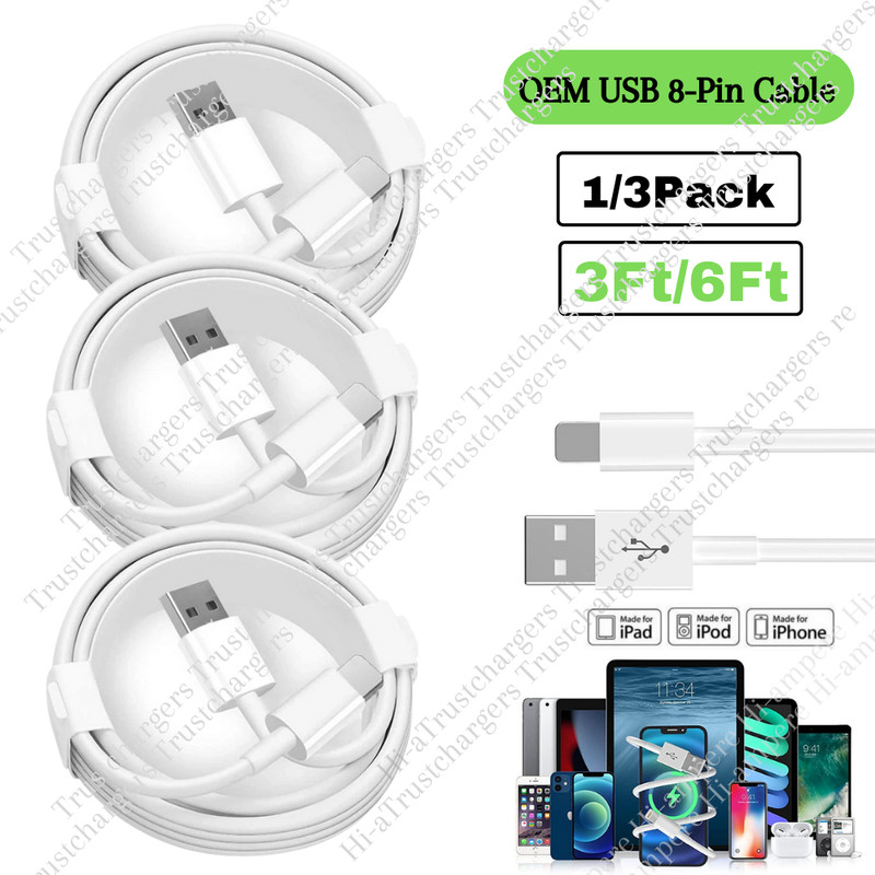 1/3Pack 3/6Ft USB Charger Cable Lead For Apple iPhone 14 13 12 11 PRO MAX XS 8 6
