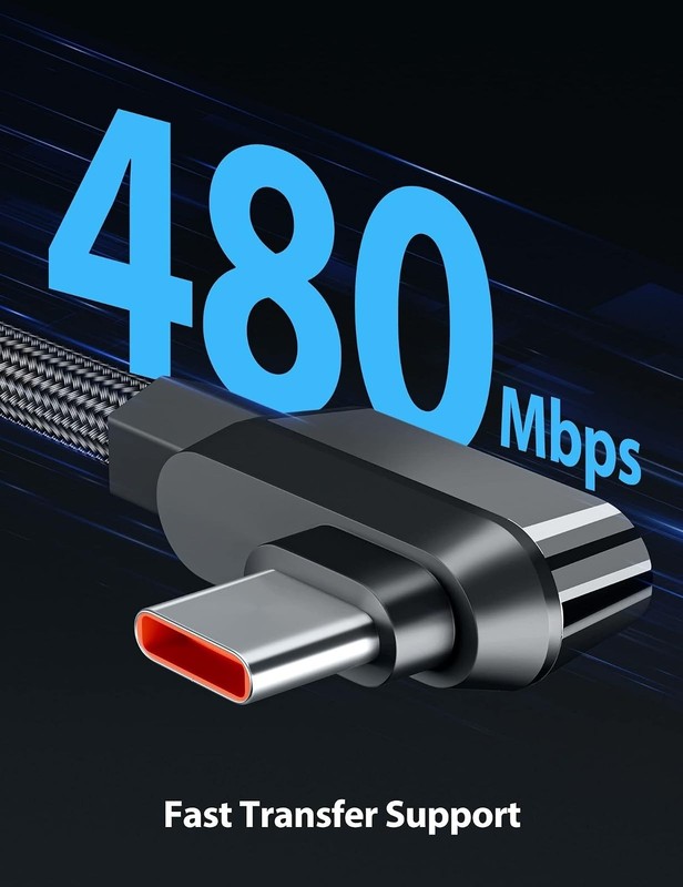 iMangoo 6ft USB-A to USB-C 120W 6A Fast Charging Cable Right Angle gallery