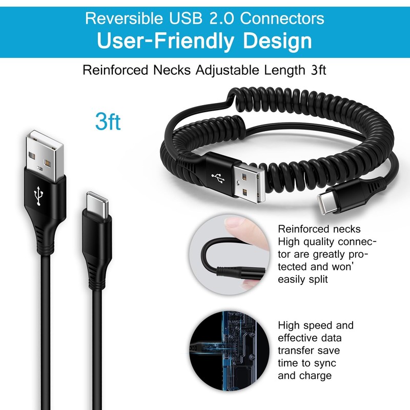 Samsung S24 Ultra FE Coiled USB C to USB A Cable Fast Charging for Galaxy S26... gallery