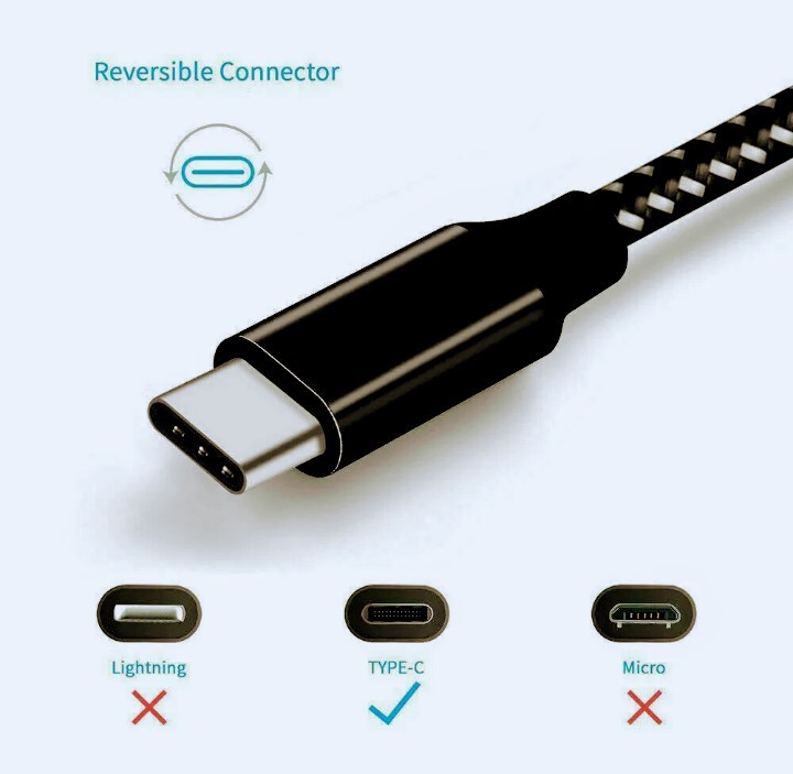 3 pack 6ft USB-C type c quick charging cable, braided. gallery