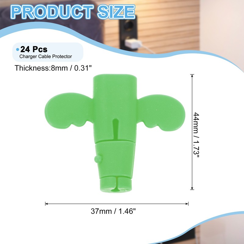 24Pcs Charger Cable Protector Flexible Cute Wire Cord Saver Organizer Green] gallery