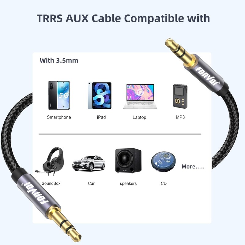 High-Fidelity 3.5mm Stereo AUX Cable - 20FT Male to Male for Ultimate Audio gallery