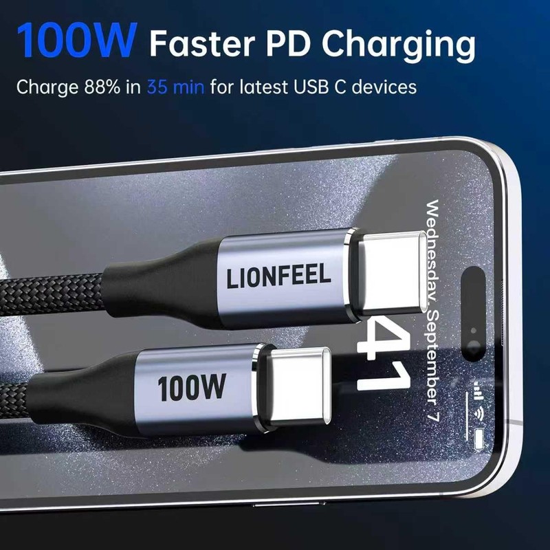 100W USB to USB Cable 2-Pack, 4.9FT/6.6FT Nylon Braided Fast Charging Cord, C... gallery