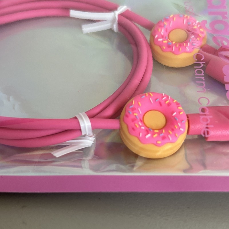 Donut Charm Pink USB-C to USB-C 3ft Charging Cable 60W Fast Charge 480Mbps - NEW gallery